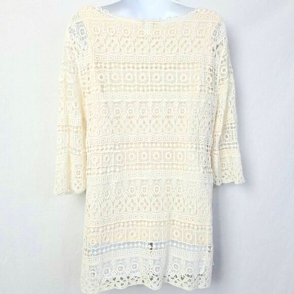 Christopher & Banks Ivory Crochet Lace Top Tank Lined M - Picture 2 of 5